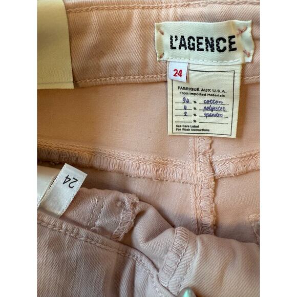 L’AGENCE Margot High Rise Skinny METALLIC PETAL ROSE GOLD SZ 24 NWT $245 retail - Picture 11 of 11